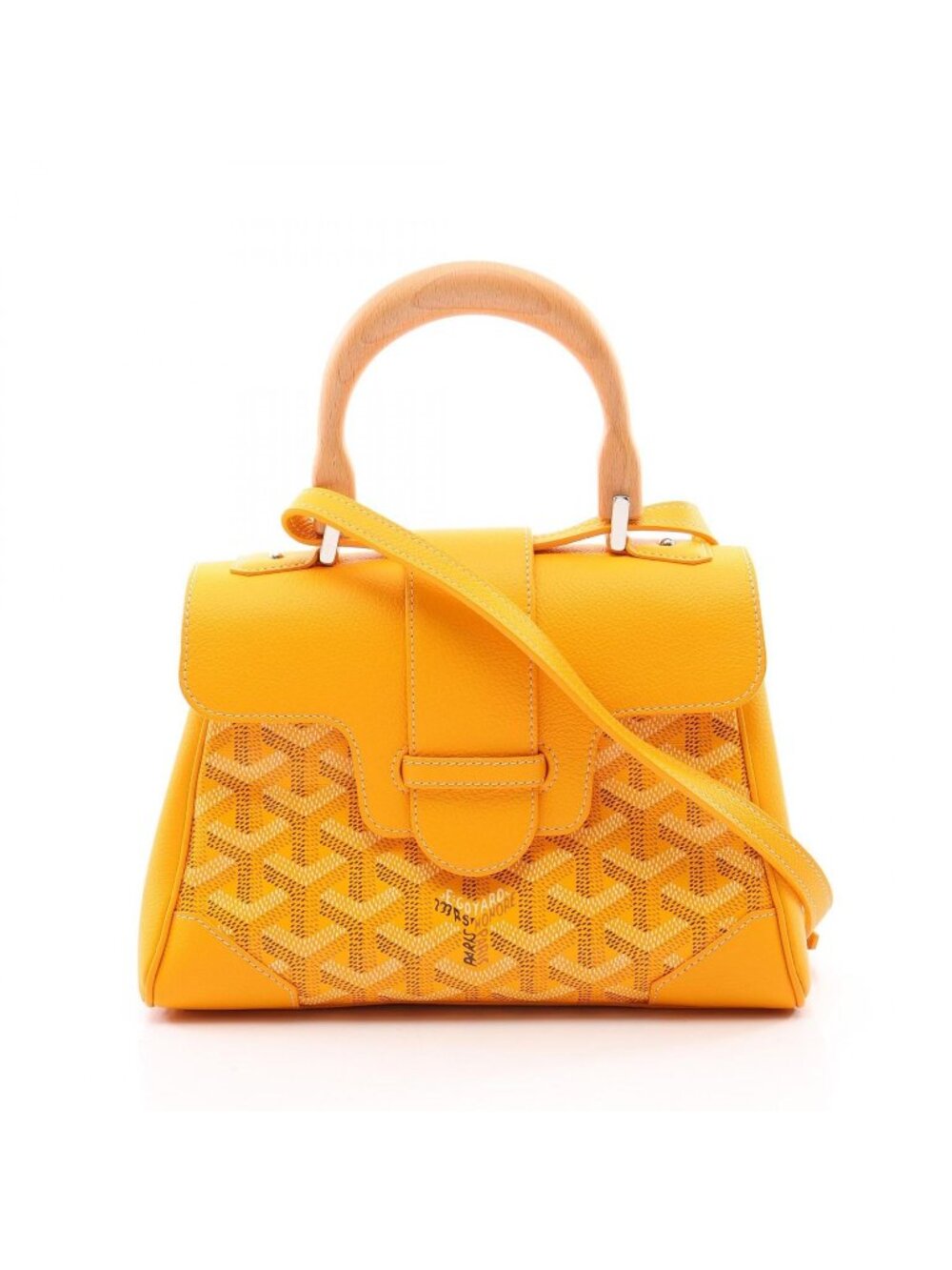 Goyard Handbag Saigon Mini Yellow White Brown Leather Soft Bag